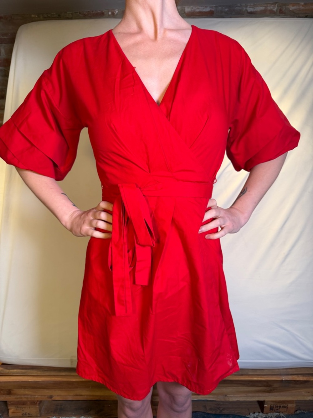 ASOS Red Wrap Dress with Tie Waist